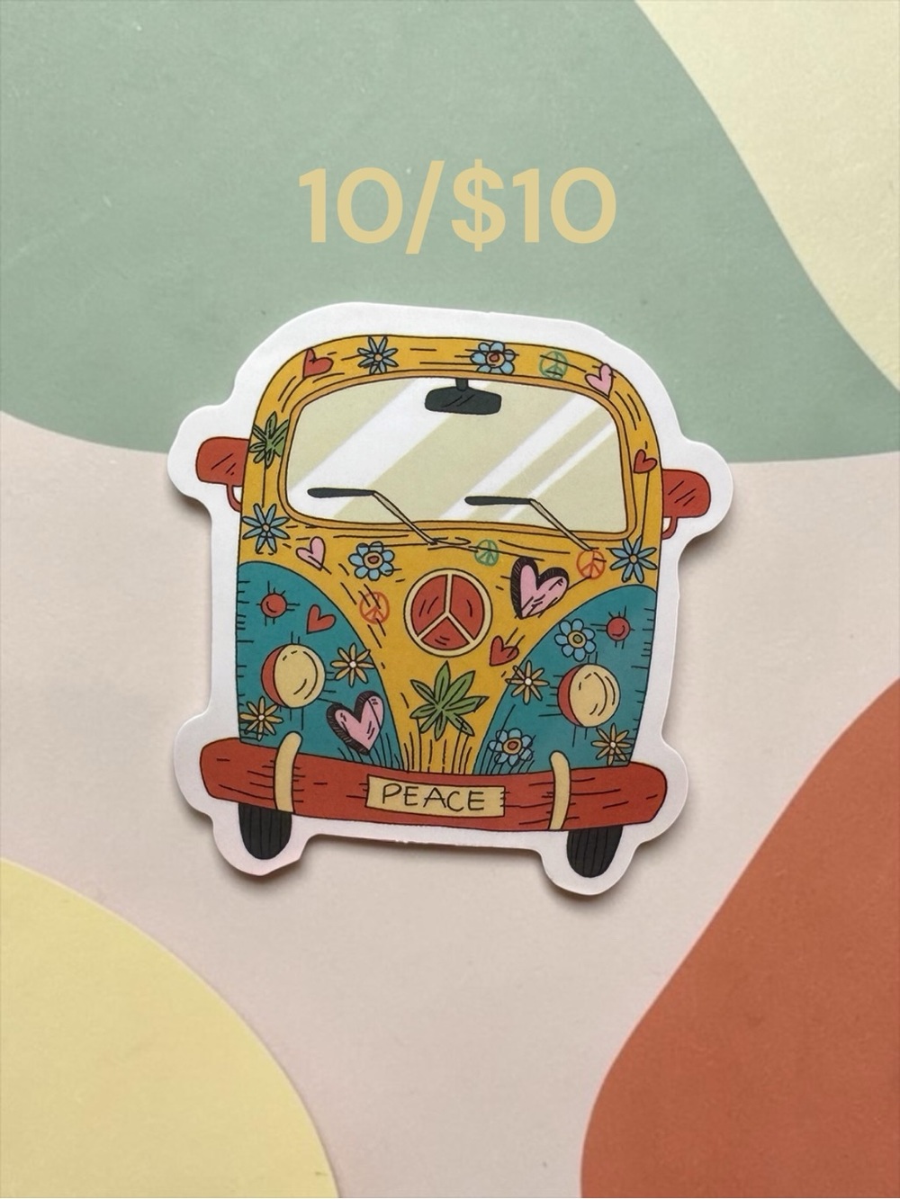 10 / $10 Peace Love Hippie Van Sticker – Retro Boho Decal